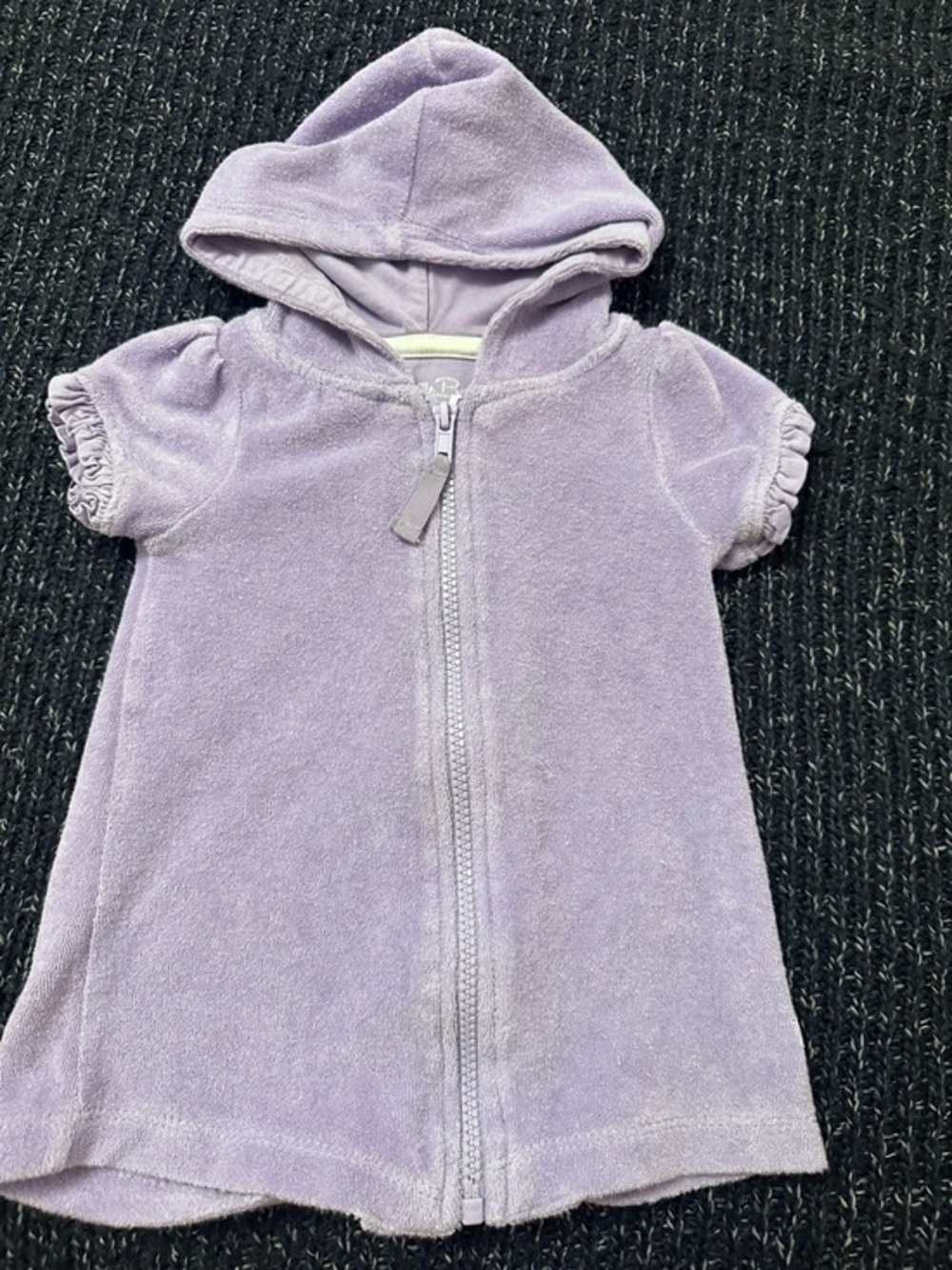 RuffleButts Baby Girl Terry Cloth Swim Cover Up Lavender Hooded 3-6M *